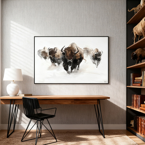 <span class=keywords><strong>Peinture</strong></span> murale abstraite animale (Bison, Vache) pour bureau, impression sur toile encadrée, œuvre d'art décorative - Product Image 3