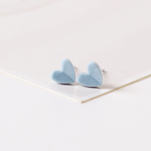 Boucles d'oreilles clous en céramique texturées en forme <span class=keywords><strong>de</strong></span> cœur, couleurs bonbon, style ethnique, petites, <span class=keywords><strong>pour</strong></span> étudiantes - Product Image 2