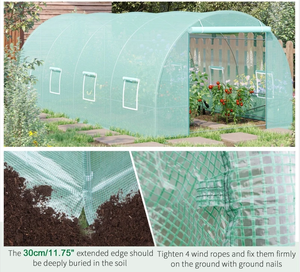 Serre tunnel en acier galvanisé 20 'x 10' x 7 ', maison chaleureuse avec 8 fenêtres à enroulement et porte à enroulement pour plante à fleurs - Product Image 3