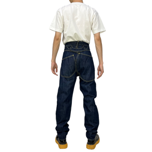 YAXI مخصص قطن أزرق غامق جينز مستقيم للرجال عالي الجودة جيب خلفي كبير كلاسيكي تصميم جديد زر مغسول مباشر - Product Image 4