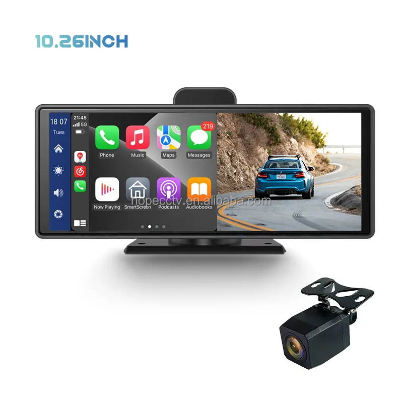 HOPE Dash Cam tampilan belakang WIFI, kamera dasbor mobil nirkabel layar pintar 10.26 inci DVR4K