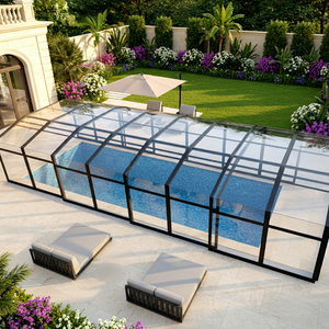 Meilleures ventes - Abri <span class=keywords><strong>de</strong></span> <span class=keywords><strong>piscine</strong></span> télescopique automatique personnalisé en aluminium et polycarbonate - Garantie 10 ans - Résistance au vent 150 km/h - Product Image 1