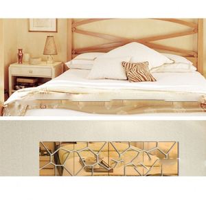 Autocollant mural en miroir acrylique pour décoration de la maison, combinaison de blocs carrés, autocollant mural en miroir 3D - Product Image 6
