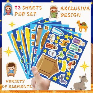 Autocollants <span class=keywords><strong>de</strong></span> la nativité pour enfants crèche artisanat faire une scène autocollant autocollants <span class=keywords><strong>de</strong></span> noë<span class=keywords><strong>l</strong></span> en vrac religieux fête faveurs fournitures - Product Image 2