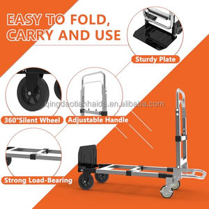 Carretilla <span class=keywords><strong>de</strong></span> Mano Plegable 3 <span class=keywords><strong>en</strong></span> 1 <span class=keywords><strong>de</strong></span> Alta Resistencia, Convertible, <span class=keywords><strong>de</strong></span> Acero, con Mango Telescópico, Carrito Utilitario Plegable - Product Image 3