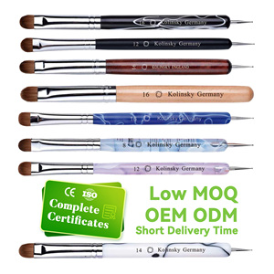 Profesional hecho a mano Kolinsky Nylon Gel Liner 11 tipo forma <span class=keywords><strong>de</strong></span> cabeza oro rosa cristal Metal mango plano francés cepillo <span class=keywords><strong>de</strong></span> <span class=keywords><strong>uñas</strong></span> - Product Image 2