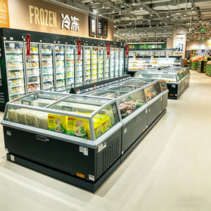 Congélateur horizontal commercial pour supermarché, vitrine de présentation de produits surgelés 334L, <span class=keywords><strong>gris</strong></span> foncé/noir, double usage pour glaces et fruits de mer - Product Image 5