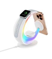 Chargeur sans fil magnétique pliable 3-en-1 15W avec station de charge rapide Type-C pour montre connectée et écouteurs