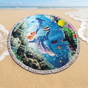 Toalla de Playa Redonda Grande con Estampado Digital, 100% Poliéster, Absorbente, Suave, Ecológica, Libre de Arena, de Secado Rápido para Uso en Verano - Product Image 3