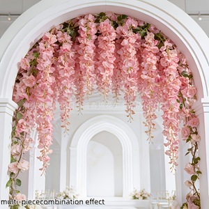 Guirnalda de Flores Artificiales de Glicinia Rosa para Decoración de Arcos, Bodas y Paredes, Ramo de Plástico Decorativo - Product Image 1