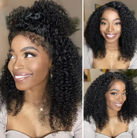 Pelucas Cortas de Cabello Humano Rizado Jerry con Frente de Encaje - Peluca de Cabello Humano Brasileño 13x4 Pre-Desplumada con Cabello de Bebé para Mujeres Negras