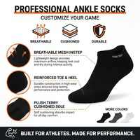 Chaussettes de sport personnalisées de haute qualité, respirantes, écologiques, en coton, avec logo personnalisé, pour la salle de sport, la remise en forme, l'été