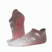 Chaussettes de yoga antidérapantes pour femmes, gris ardoise, style Mary Jane, à bout ouvert, avec semelle intégrale en silicone, personnalisables avec logo OEM, vente en gros