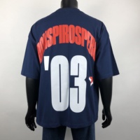 T-Shirt Streetwear Personnalisé à Logo Sérigraphié en Relief pour Homme, Coupe Oversize, Épaules Tombantes, T-Shirt Vierge Épais et Ample