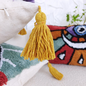Fodera per cuscino decorativo Evil Eye trapuntata con nappe, fatta a mano, artigianale, etnica, di lusso, per divano - Product Image 6