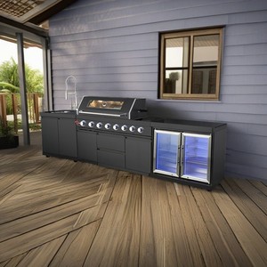 Base de lujo Bbq Island Organizador de metal al aire libre Listo para montar Set Fregadero Proveedor Kichen Gabinete - Product Image 1