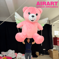 Marionnette ours en peluche rose pour la décoration des centres commerciaux et des parcs d'attractions, costume d'ours de dessin animé ambulant pour les défilés