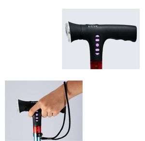 Canne-tabouret pliable légère à hauteur réglable avec lumière LED, radio FM, alarme <span class=keywords><strong>SOS</strong></span>, siège antidérapant et tige en aluminium pour seniors - Product Image 5
