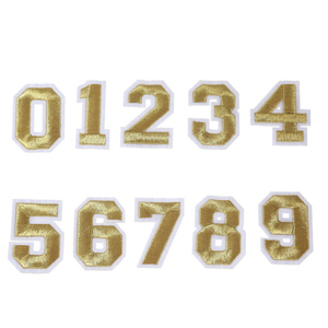 Gran oferta, Stock a granel, <span class=keywords><strong>Color</strong></span> Popular liso, 5cm, 2 "pulgadas, alfabeto de 0 a 9, diseño de números, parches de letras bordadas para planchar para ropa - Product Image 6