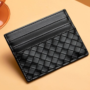 กระเป๋าใส่บัตรหนัง PU แบบทอเคสนามบัตรสำหรับผู้หญิงที่ใส่บัตรแบบบางเฉียบ - Product Image 3