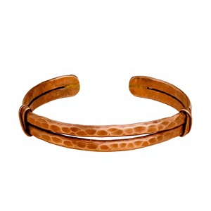 Handmade Antique Hammered Pure Copper Matte Bohemian Style Unisex Cuff <b>Bracelet</b> <b>Healing</b> - Product Image 1