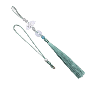 Porte-clés noir Better PL SL à 8 brins tressé à la main avec pompon, perles blanches et cordon de téléphone portable avec pendentif - Product Image 2