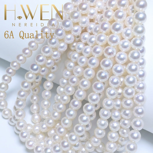 <span class=keywords><strong>H</strong></span>.WEN Vente en gros de brins de perles d'eau douce rondes de 3 mm à 10 mm, qualité 1A-6A, perles naturelles en vrac pour la fabrication de colliers, bijoux DIY - Product Image 1