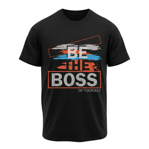 เสื้อยืดคอตตอนเทอร์รี่สีดำ 100% สำหรับผู้ชาย ทรงลำลอง แขนครึ่งตัว สไตล์สตรีทแฟชั่น รับผลิตตามแบบ OEM ระบายอากาศได้ดี ทรงปกติ น้ำหนัก 180 กรัม - Product Image 1