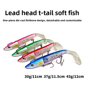 Señuelo artificial blando de 30g, 37g, 43g, estilo B, marca Horse, con cabeza de plomo, cola en T y lentejuela, para <span class=keywords><strong>pesca</strong></span> en barco en el mar, venta al por mayor - Product Image 5