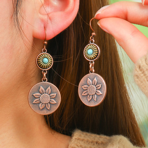 Bohemian Geometric <b>Drop</b> Earrings Alloy Antique <b>Bronze</b> Plated Women's Fashion Jewelry - Product Image 3