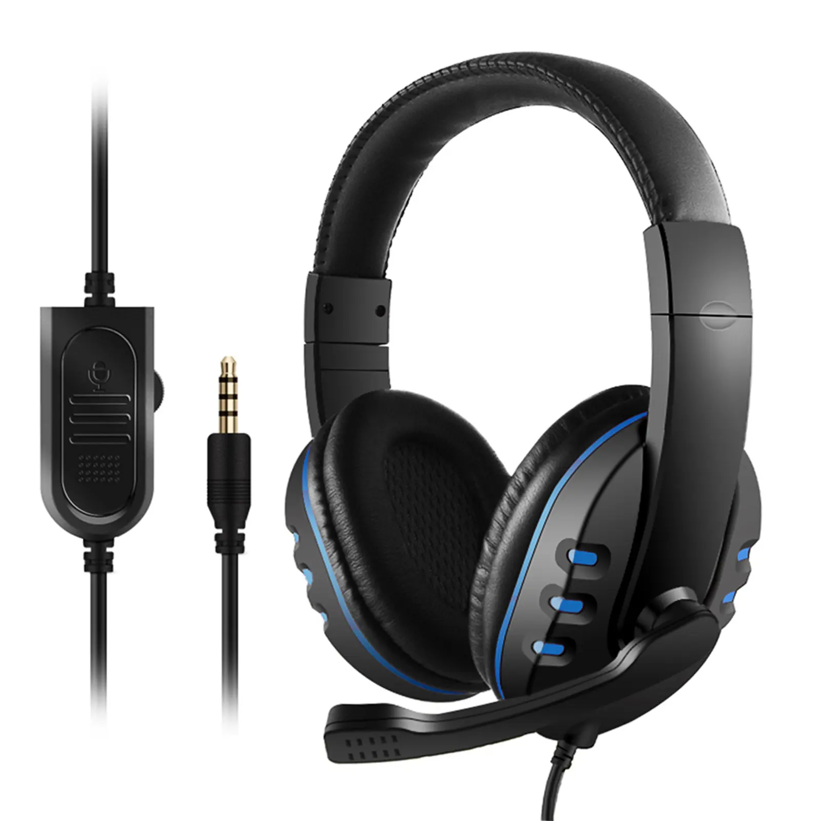 3.5mm Wired Gaming Headphones Over Ear Game Headset Noise Canceling Earphone + Microphone