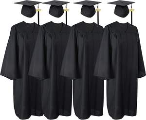 Venta caliente de fábrica Conjunto de vestido de graduación negro mate Vestidos de graduación y gorras Vestido de Graduación - Product Image 5