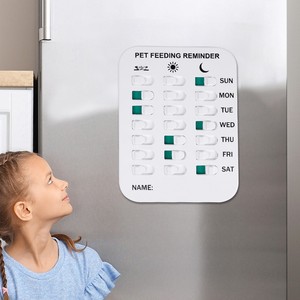 Tablero de registro de alimentación de mascotas, tarjeta de recordatorio de alimentación para perros, tablero de plástico ABS magnético de pared con temporizador para alimentación - Product Image 2
