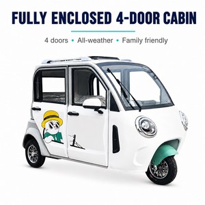 Tricycle électrique familial à <span class=keywords><strong>3</strong></span> <span class=keywords><strong>roues</strong></span>, cabine fermée à 4 portes, <span class=keywords><strong>micro</strong></span>-scooter avec chauffage et sièges confortables pour les personnes âgées et les enfants - Product Image 2