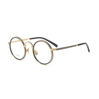 Gafas Ópticas Unisex Retro de Negocios, Montura de Titanio Puro Redonda y Elegante, Modelo New Titan