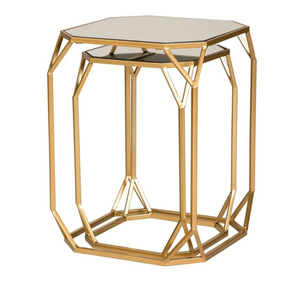 Set di 2 di nidificazione caffè tavoli accento decorativo fine lato tavoli basamento della pianta sedia a specchio da tavolo da caffè - Product Image 1