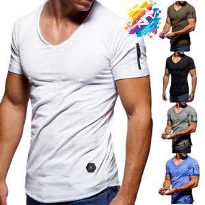 เสื้อยืดแขนสั้นผู้ชายผ้าฝ้าย 100% สีเทาลายทางคุณภาพสูงสำหรับฤดูร้อน พร้อมโลโก้ของคุณ เป็นมิตรกับสิ่งแวดล้อมและระบายอากาศได้ดี - Product Image 2