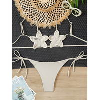Nouveau maillot de bain d'été tissé Hellow, bikini étoile à cinq branches blanc, simple et sexy, avec bretelles à nouer