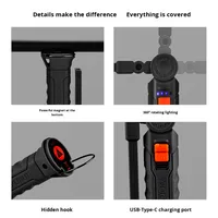 Lampe de travail LED COB multifonction portable d'extérieur, magnétique, ABS, rotation à 360°, rechargeable, réparation automobile, entretien