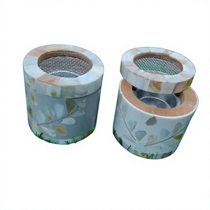 Luxury Mother Pearl Inlay Star Anise Incense Burner Set Handmade Islamic Mubkhar Oud Bukhoor Fragrance Eco-Friendly Indian - Product Image 1