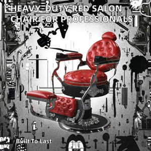 Fauteuil de coiffure traditionnel robuste rouge, mobilier de salon de beauté antique, <span class=keywords><strong>cuir</strong></span> synthétique, pour salons de coiffure et stylistes Yayou - Product Image 2
