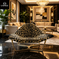Fauteuil lounge moderne en tissu imprimé léopard, structure en métal doré, sans accoudoirs, fauteuil d'appoint individuel pour salon de villa