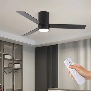 Simple Nordic Style 52 Inch 3 Blades DC Motor Remote Control Modern Mute Bldc Led Ceiling Fan With Light