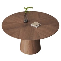 Table à manger ronde minimaliste moderne du milieu du siècle, style nordique, avec plateau rotatif en bois de noyer massif, pour la maison, le bar, la cuisine, le restaurant
