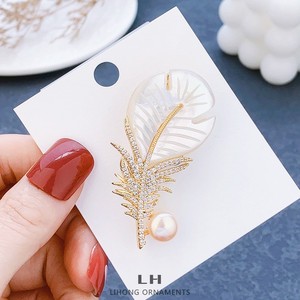 เข็มกลัดขนนกประดับมุก Lihong Ornaments เครื่องประดับแฟชั่นสำหรับผู้หญิงสำหรับงานปาร์ตี้และเสื้อโค้ท - Product Image 2