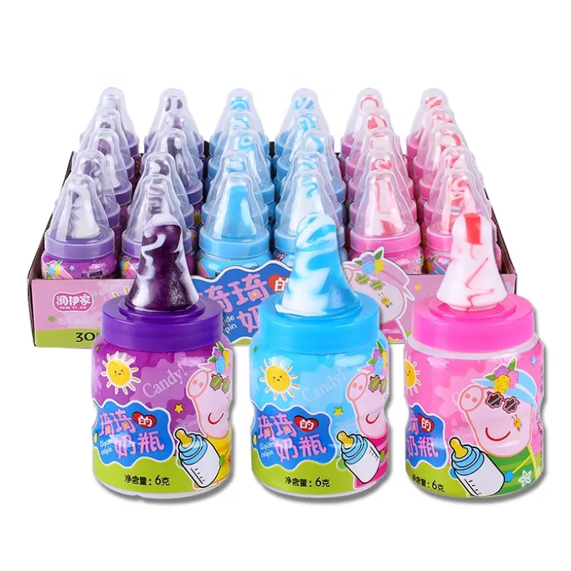 Çin tatlı 6g * 30 biberon şekilli şeker eğlenceli oyuncaklar meyveli lezzet sert şeker patlayan şeker çocuklar için