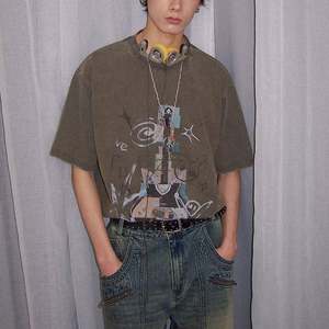 2025 T-shirts graphiques sérigraphiés personnalisés 100% tissu tricoté en coton pour votre propre logo de marque - Product Image 1