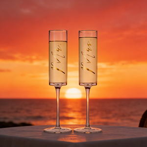 Verre en cristal gravé sur mesure fait main pour flûtes à <span class=keywords><strong>champagne</strong></span>, ensemble de spatules à gâteau, coffret cadeau en bois pour mariages, fiançailles et anniversaires - Product Image 1