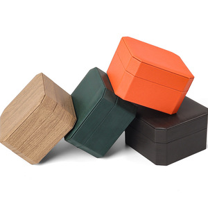 Handmade Luxury PU da hộp đồng hồ với biểu tượng tùy chỉnh vải Mô hình màu xanh lá cây bao bì các tông thấp moq xem Hộp quà tặng - Product Image 5