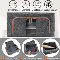Boîte de rangement à couvercle visible en tissu Organisateurs de placard robustes Bacs de rangement pour vêtements en lin pour organiser les vêtements